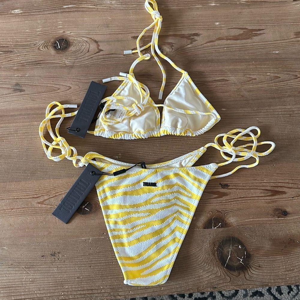 TRIANGL VINCA ZEBRA YELLOW WHITE BIKINI NEW WITH TAGS NO BAG - Picture 2 of 6